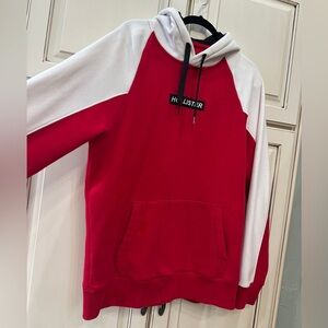 Hollister Red and White Hooded Sweatshirt